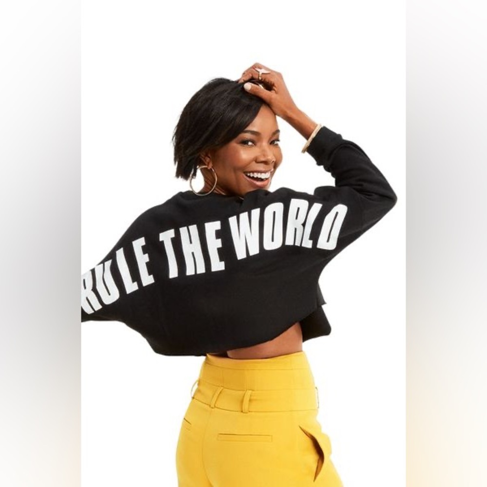 (B5) Gabrielle Union x NY&C Rule The World Cropped Sweatshirt Black Size‎ Large